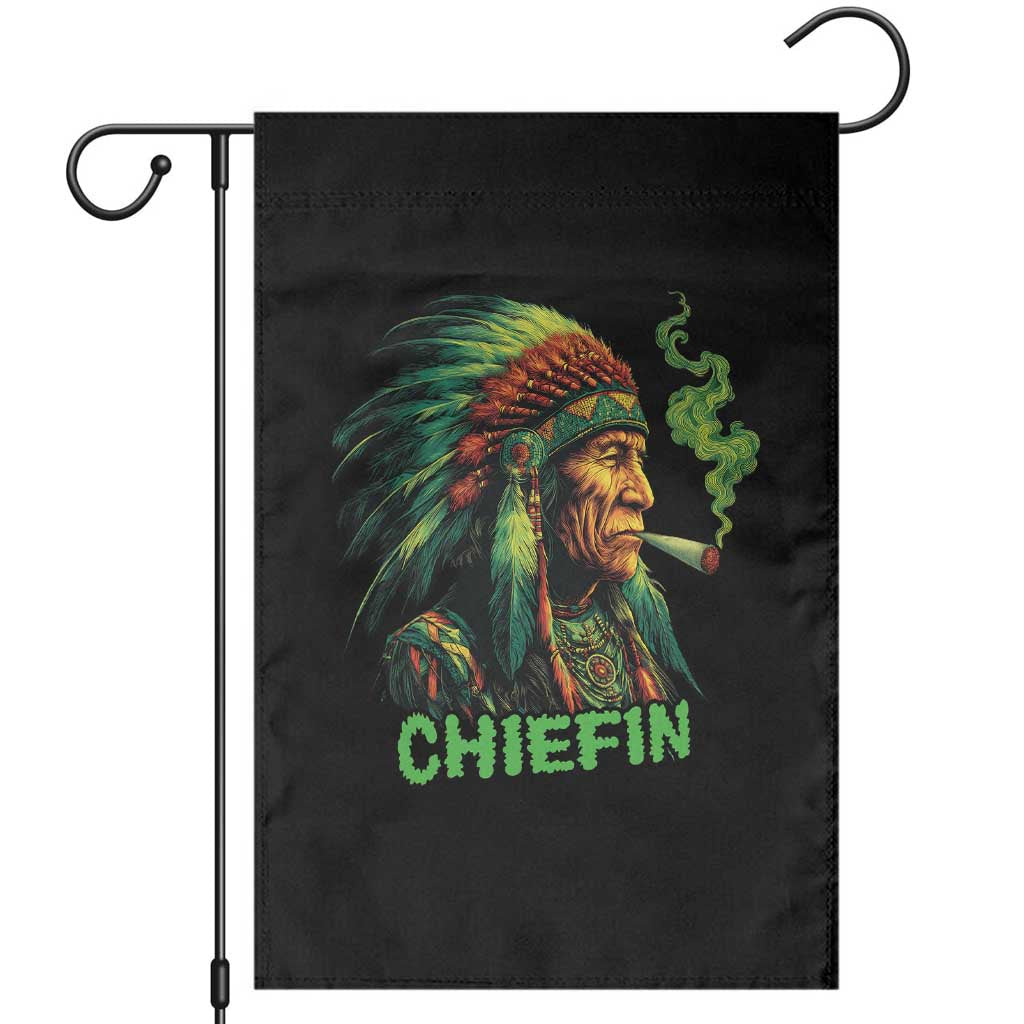 Funny Chiefin Weed Indian Native American Marijuana Garden Flag TS11 Black Print Your Wear