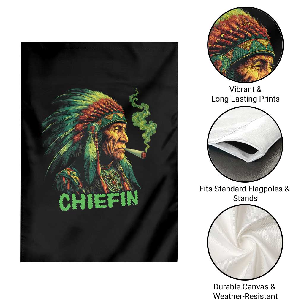 Funny Chiefin Weed Indian Native American Marijuana Garden Flag TS11 Print Your Wear