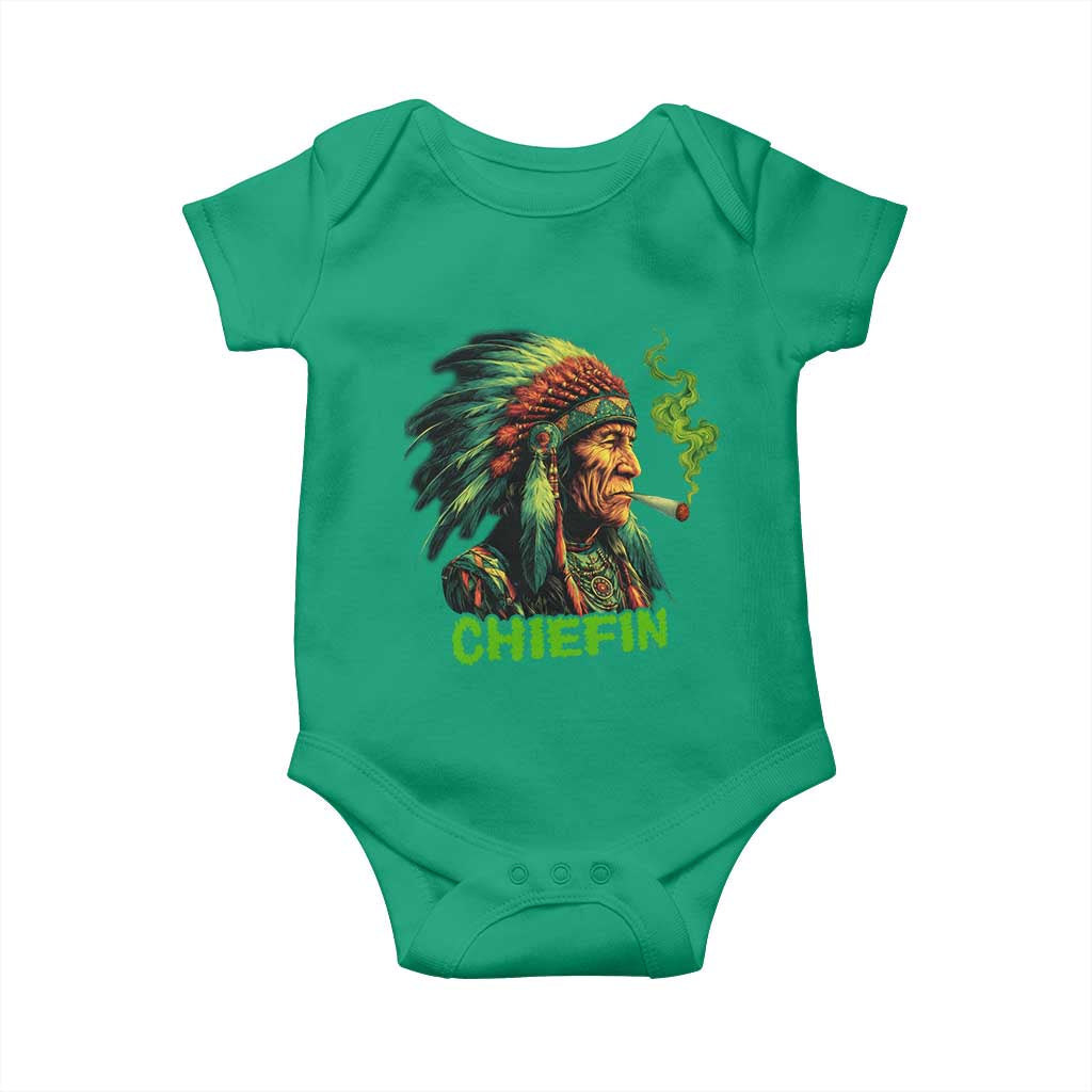 Funny Chiefin Weed Indian Native American Marijuana Baby Onesie TS11 Irish Green Print Your Wear