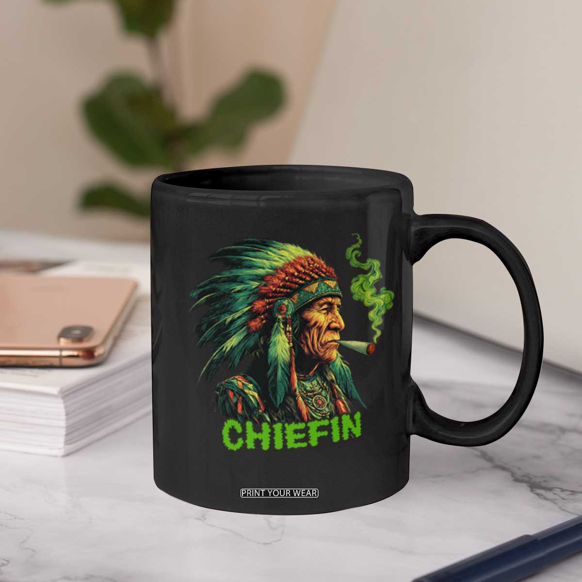 Funny Chiefin Weed Indian Native American Marijuana Coffee Mug TS11 Print Your Wear