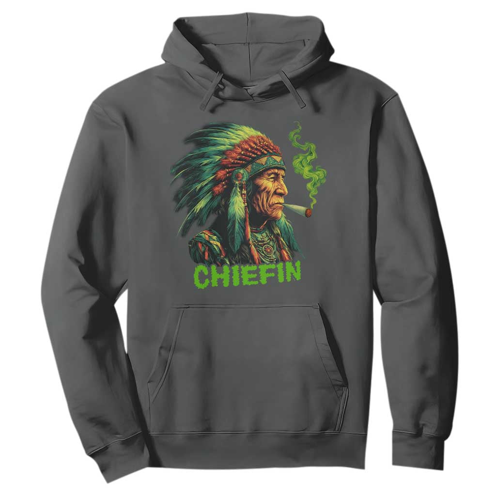 Funny Chiefin Weed Indian Native American Marijuana Hoodie TS11 Dark Heather Print Your Wear