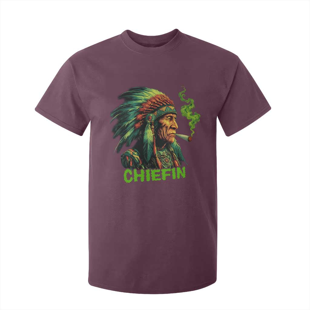 Funny Chiefin Weed Indian Native American Marijuana T Shirt For Kid TS11 Maroon Print Your Wear