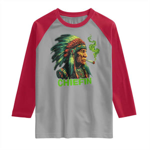 Funny Chiefin Weed Indian Native American Marijuana Raglan Shirt TS11 Sport Gray Red Print Your Wear