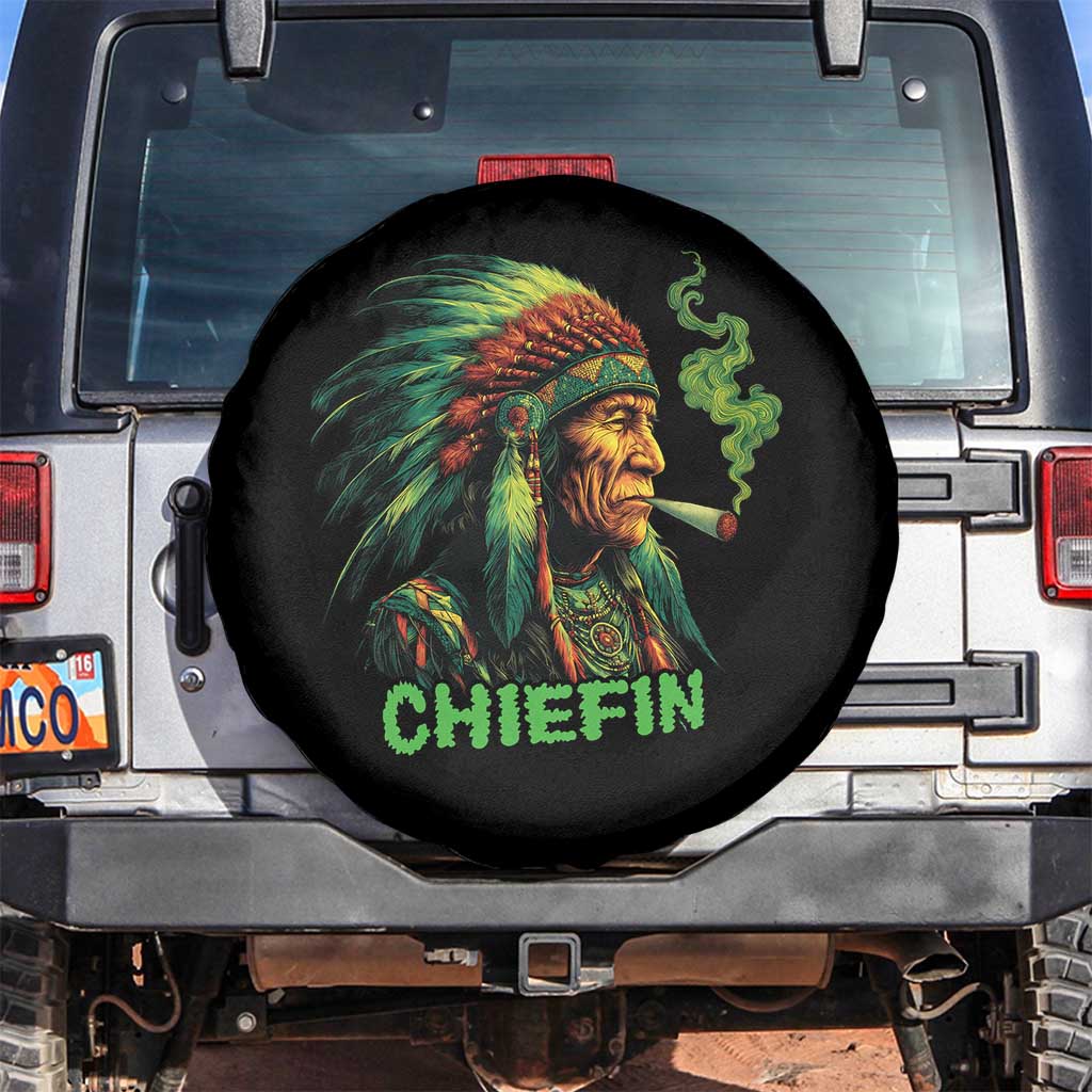 Funny Chiefin Weed Indian Native American Marijuana Spare Tire Cover TS11 No hole Black Print Your Wear
