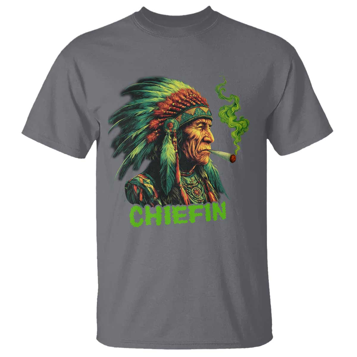 Funny Chiefin Weed Indian Native American Marijuana T Shirt TS11 Charcoal Print Your Wear