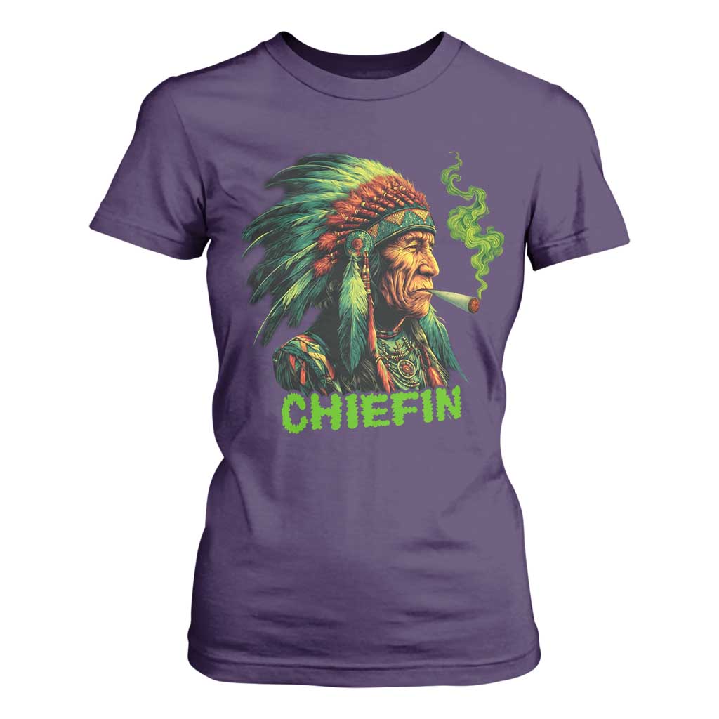Funny Chiefin Weed Indian Native American Marijuana T Shirt For Women TS11 Purple Print Your Wear
