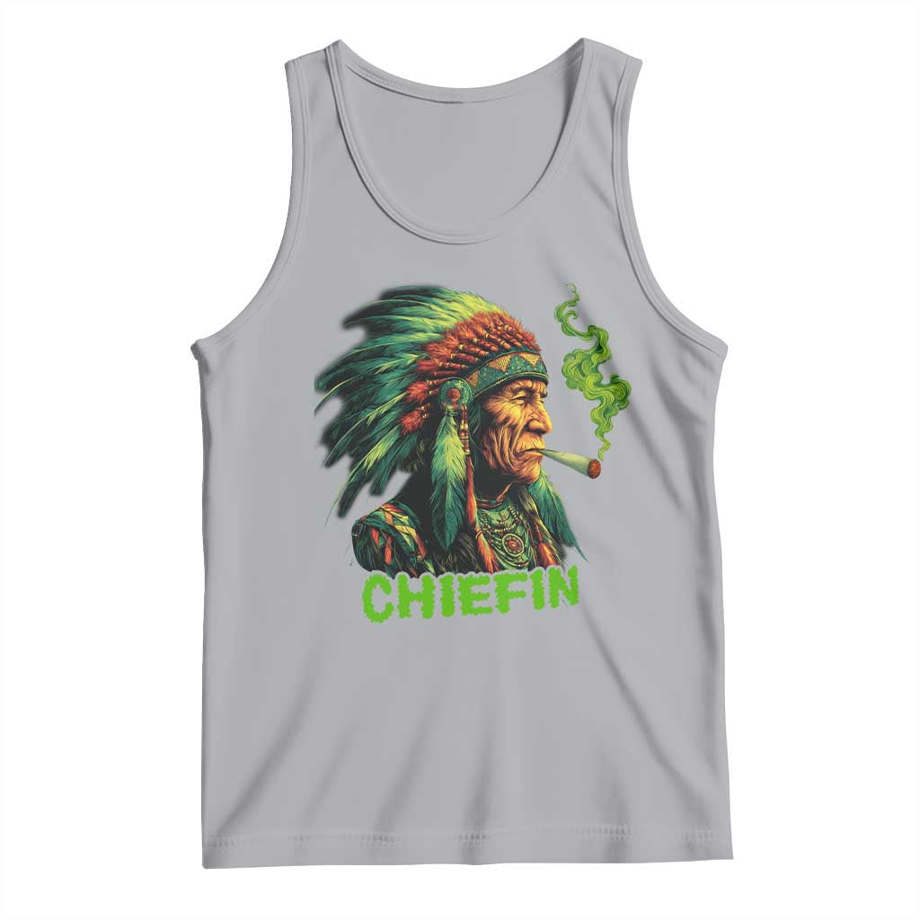 Funny Chiefin Weed Indian Native American Marijuana Tank Top TS11 Athletic Heather Print Your Wear