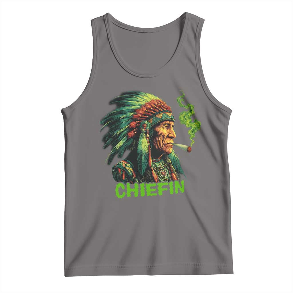 Funny Chiefin Weed Indian Native American Marijuana Tank Top TS11 Deep Heather Print Your Wear