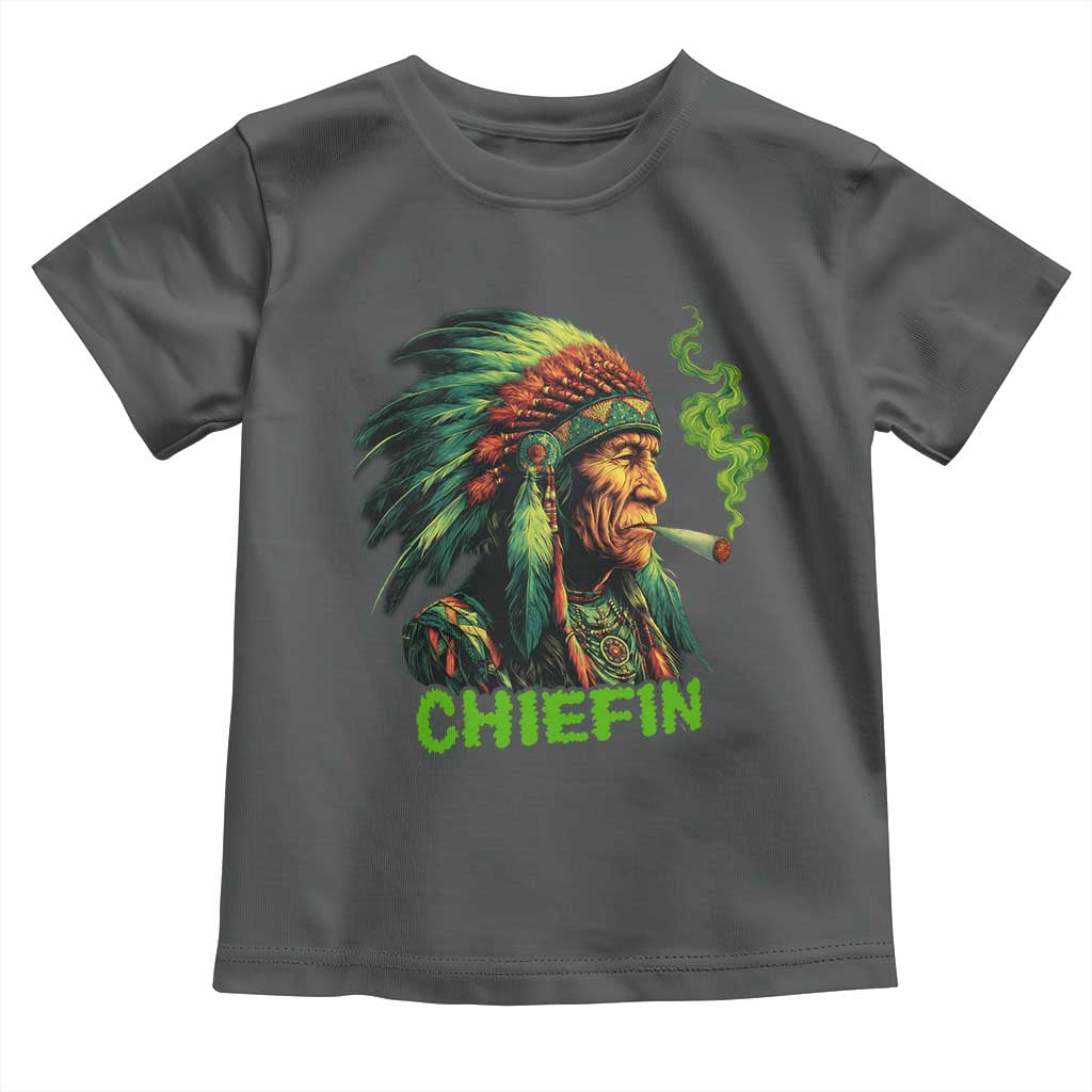 Funny Chiefin Weed Indian Native American Marijuana Toddler T Shirt TS11 Dark Heather Print Your Wear