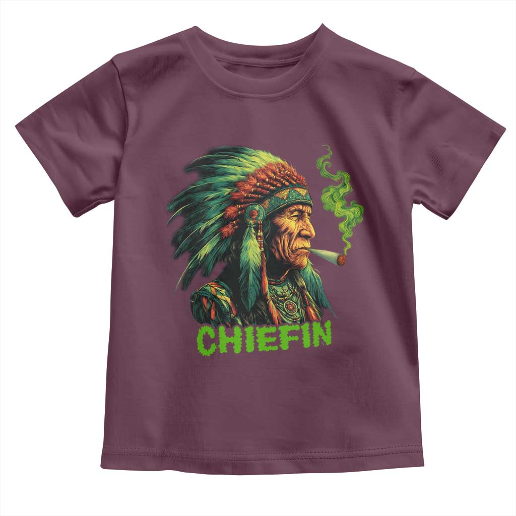Funny Chiefin Weed Indian Native American Marijuana Toddler T Shirt TS11 Maroon Print Your Wear
