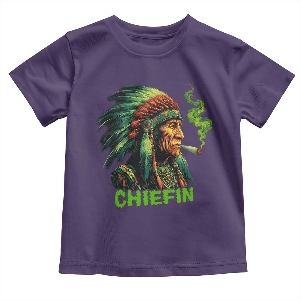 Funny Chiefin Weed Indian Native American Marijuana Toddler T Shirt TS11 Purple Print Your Wear