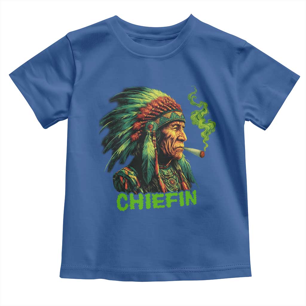 Funny Chiefin Weed Indian Native American Marijuana Toddler T Shirt TS11 Royal Blue Print Your Wear