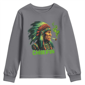Funny Chiefin Weed Indian Native American Marijuana Youth Sweatshirt TS11 Charcoal Print Your Wear