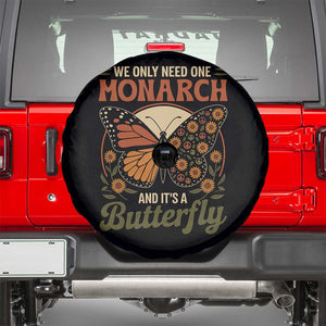 We Only Need One Monarch And Its A Butterfly Spare Tire Cover Retro Peace Sign Flowers TS11 Black Print Your Wear