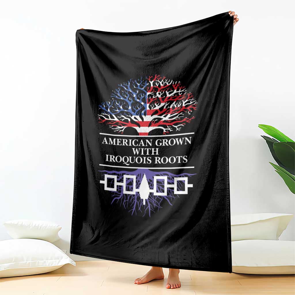 American Grown With Iroquois Roots Throw Blanket Tree USA Flag TS11 Print Your Wear