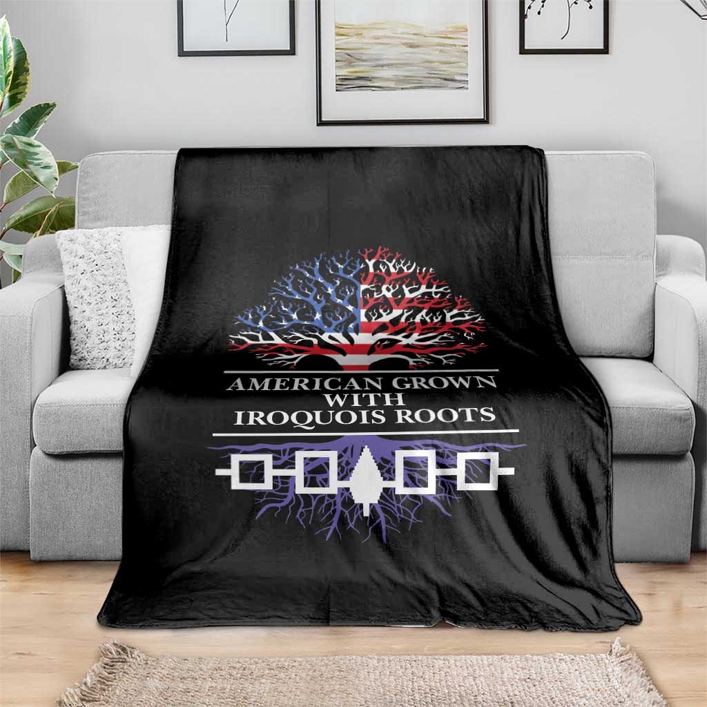American Grown With Iroquois Roots Throw Blanket Tree USA Flag TS11 Print Your Wear