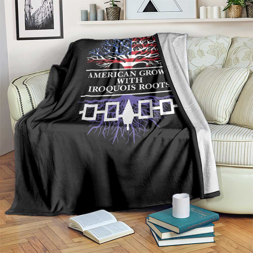 American Grown With Iroquois Roots Throw Blanket Tree USA Flag TS11 Print Your Wear