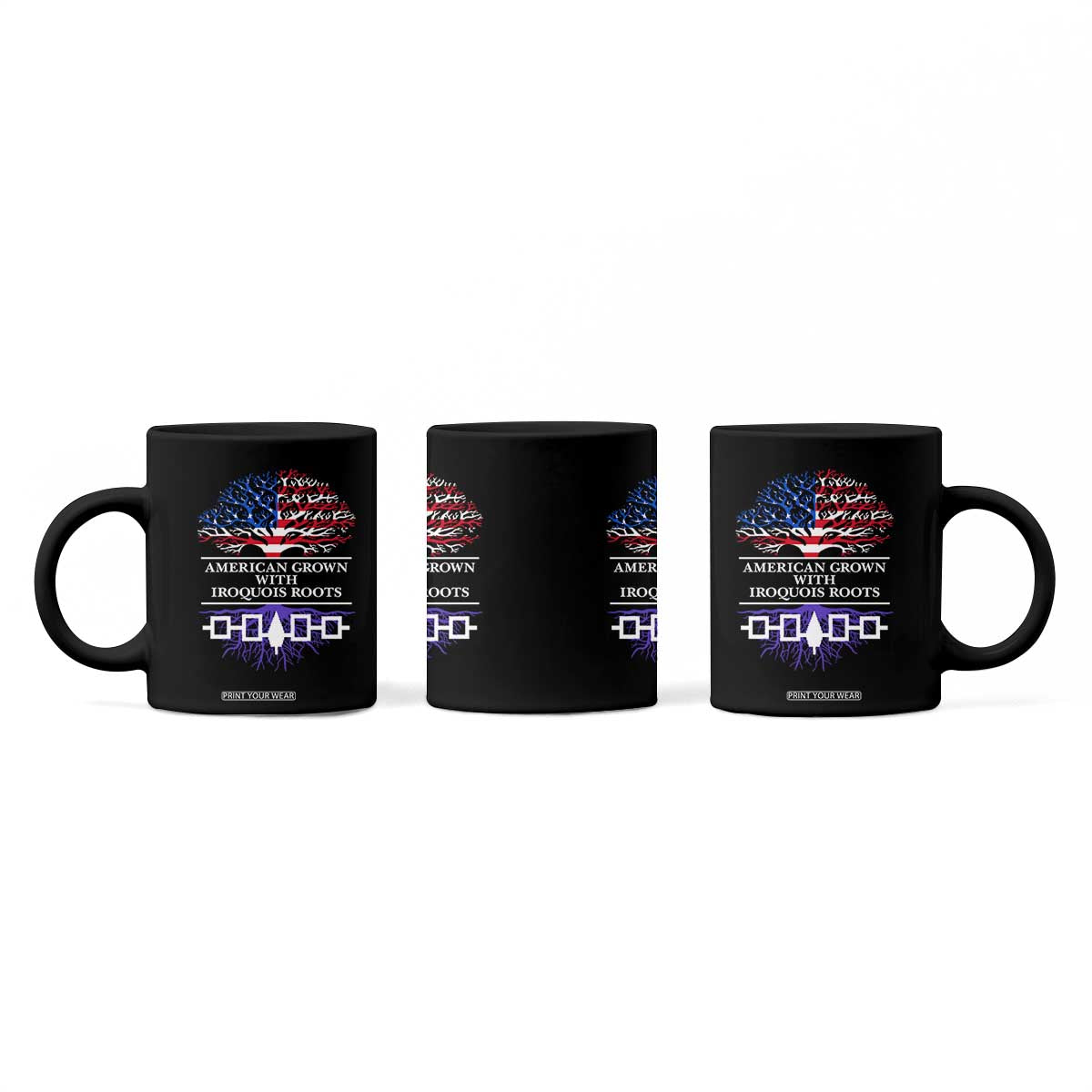 American Grown With Iroquois Roots Coffee Mug Tree USA Flag TS11 Print Your Wear
