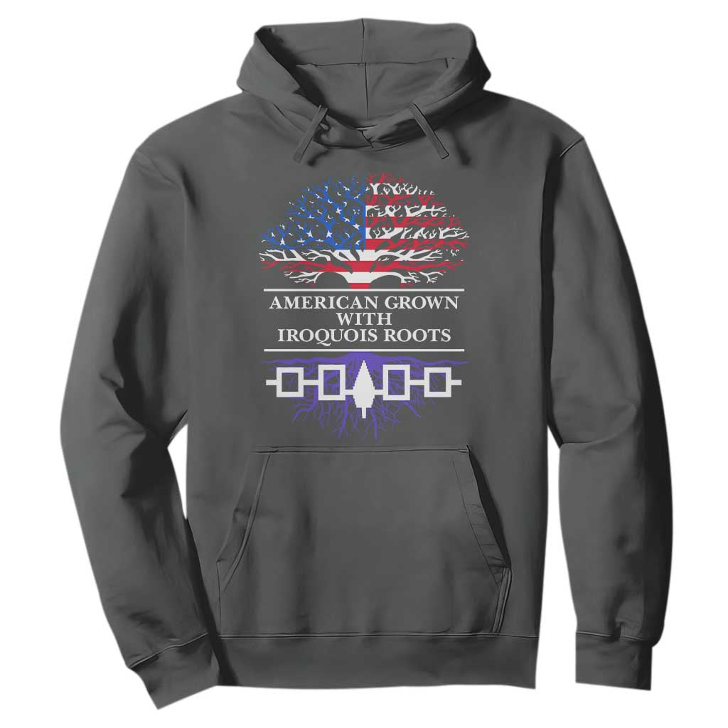 American Grown With Iroquois Roots Hoodie Tree USA Flag TS11 Dark Heather Print Your Wear