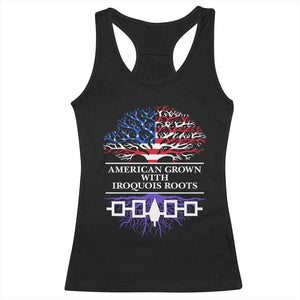 American Grown With Iroquois Roots Racerback Tank Top Tree USA Flag TS11 Black Print Your Wear