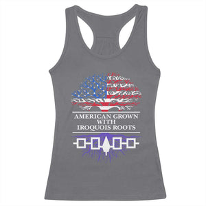 American Grown With Iroquois Roots Racerback Tank Top Tree USA Flag TS11 Charcoal Print Your Wear