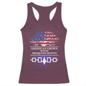 American Grown With Iroquois Roots Racerback Tank Top Tree USA Flag TS11 Maroon Print Your Wear