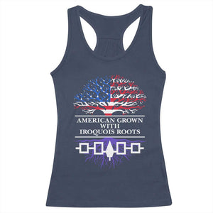 American Grown With Iroquois Roots Racerback Tank Top Tree USA Flag TS11 Navy Print Your Wear