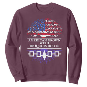 American Grown With Iroquois Roots Sweatshirt Tree USA Flag TS11 Maroon Print Your Wear
