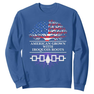 American Grown With Iroquois Roots Sweatshirt Tree USA Flag TS11 Royal Blue Print Your Wear