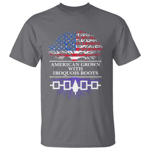 American Grown With Iroquois Roots T Shirt Tree USA Flag TS11 Charcoal Print Your Wear