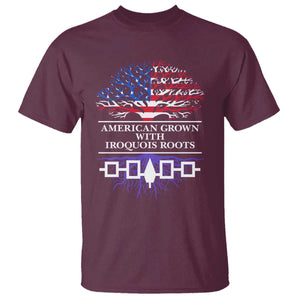 American Grown With Iroquois Roots T Shirt Tree USA Flag TS11 Maroon Print Your Wear