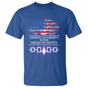 American Grown With Iroquois Roots T Shirt Tree USA Flag TS11 Royal Blue Print Your Wear