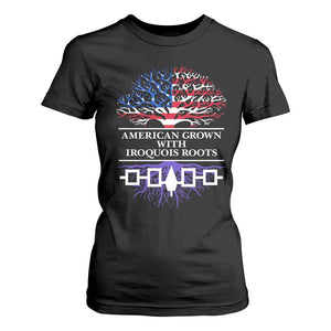 American Grown With Iroquois Roots T Shirt For Women Tree USA Flag TS11 Black Print Your Wear