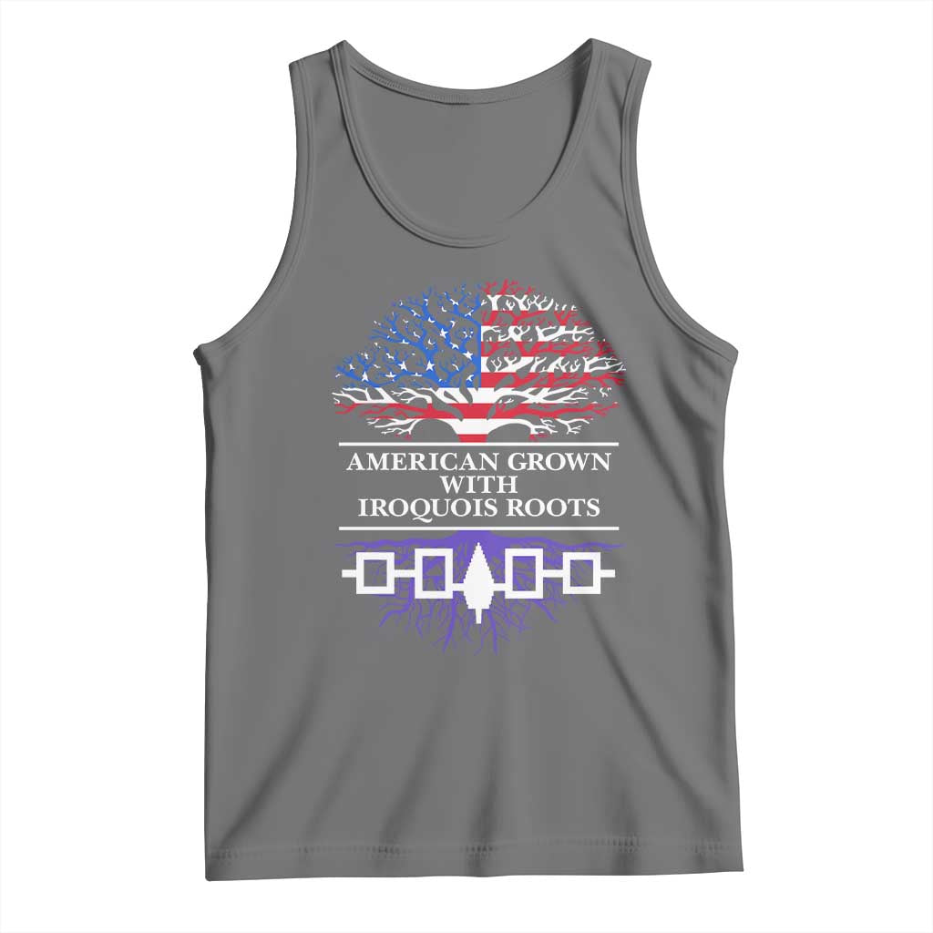 American Grown With Iroquois Roots Tank Top Tree USA Flag TS11 Black Heather Print Your Wear