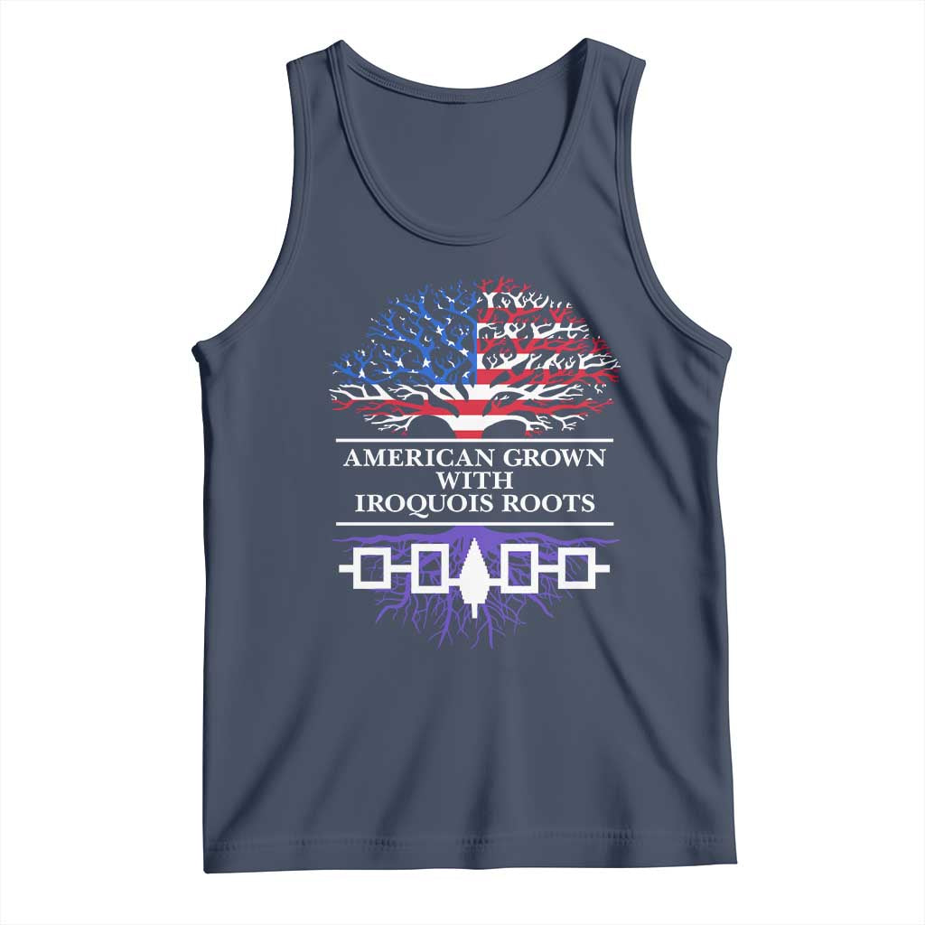 American Grown With Iroquois Roots Tank Top Tree USA Flag TS11 Navy Print Your Wear
