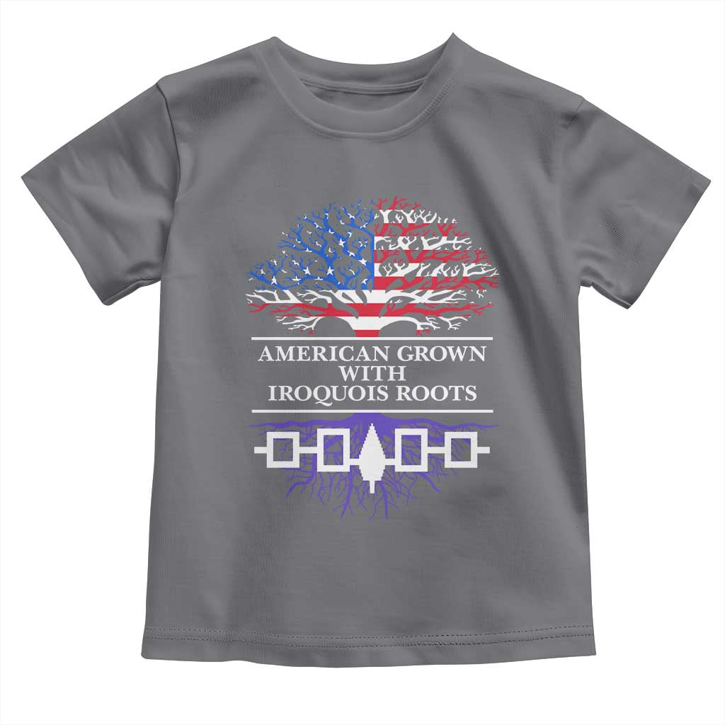 American Grown With Iroquois Roots Toddler T Shirt Tree USA Flag TS11 Charcoal Print Your Wear