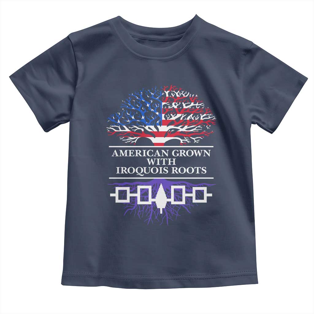 American Grown With Iroquois Roots Toddler T Shirt Tree USA Flag TS11 Navy Print Your Wear