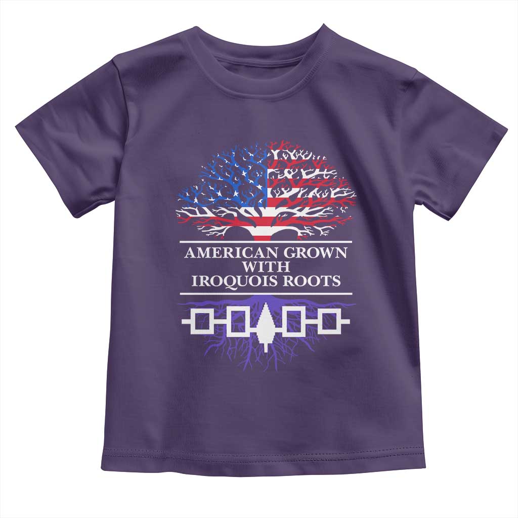 American Grown With Iroquois Roots Toddler T Shirt Tree USA Flag TS11 Purple Print Your Wear