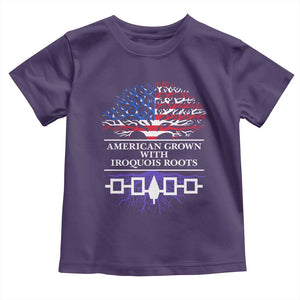 American Grown With Iroquois Roots Toddler T Shirt Tree USA Flag TS11 Purple Print Your Wear