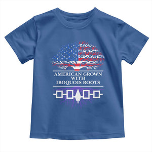 American Grown With Iroquois Roots Toddler T Shirt Tree USA Flag TS11 Royal Blue Print Your Wear