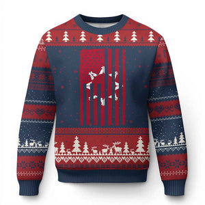 Oglala Lakota Sioux USA Flag Native American Ugly Christmas Sweater TS11 Navy Red Print Your Wear