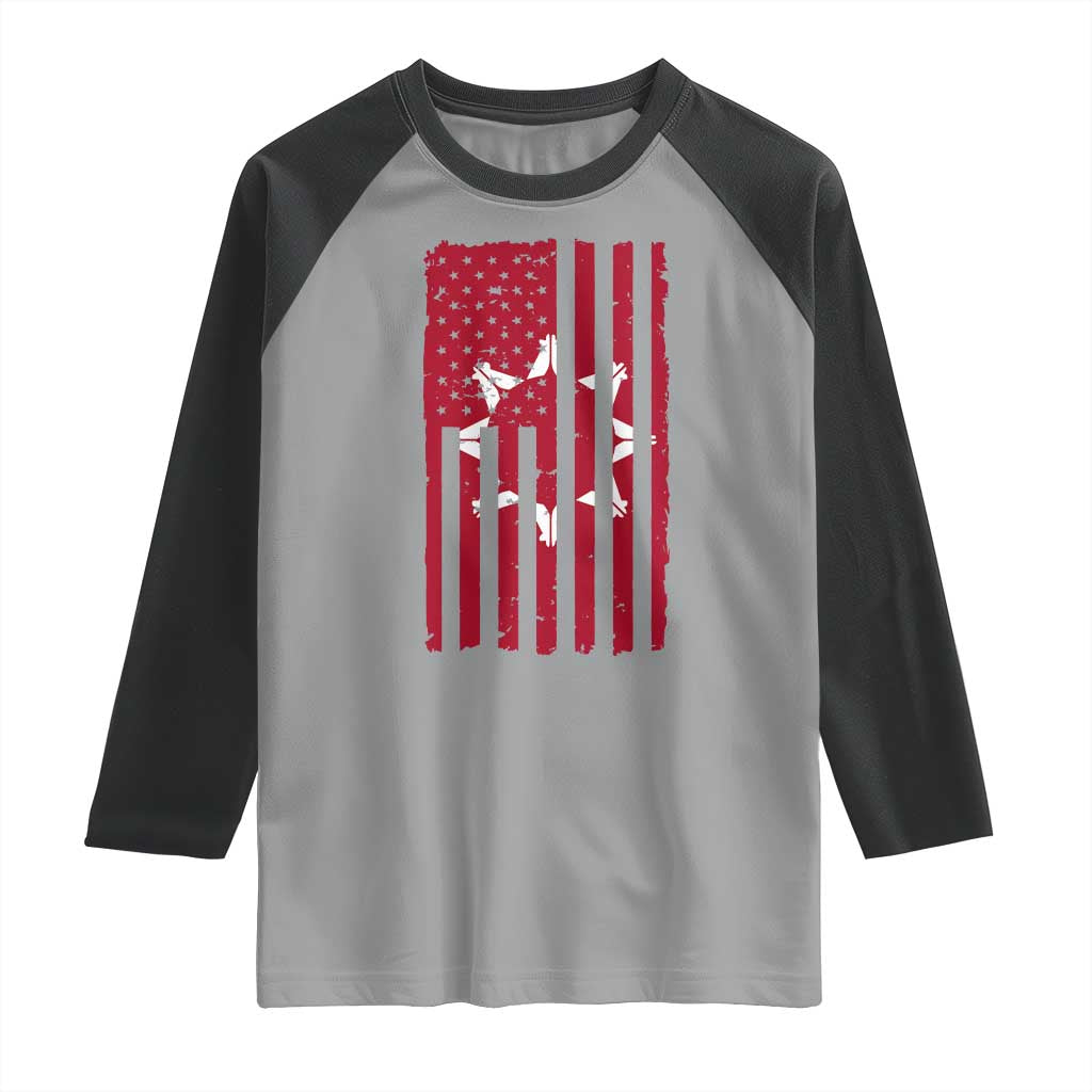 Oglala Lakota Sioux USA Flag Native American Raglan Shirt TS11 Sport Gray Black Print Your Wear