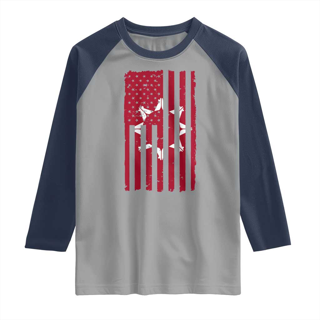 Oglala Lakota Sioux USA Flag Native American Raglan Shirt TS11 Sport Gray Navy Print Your Wear