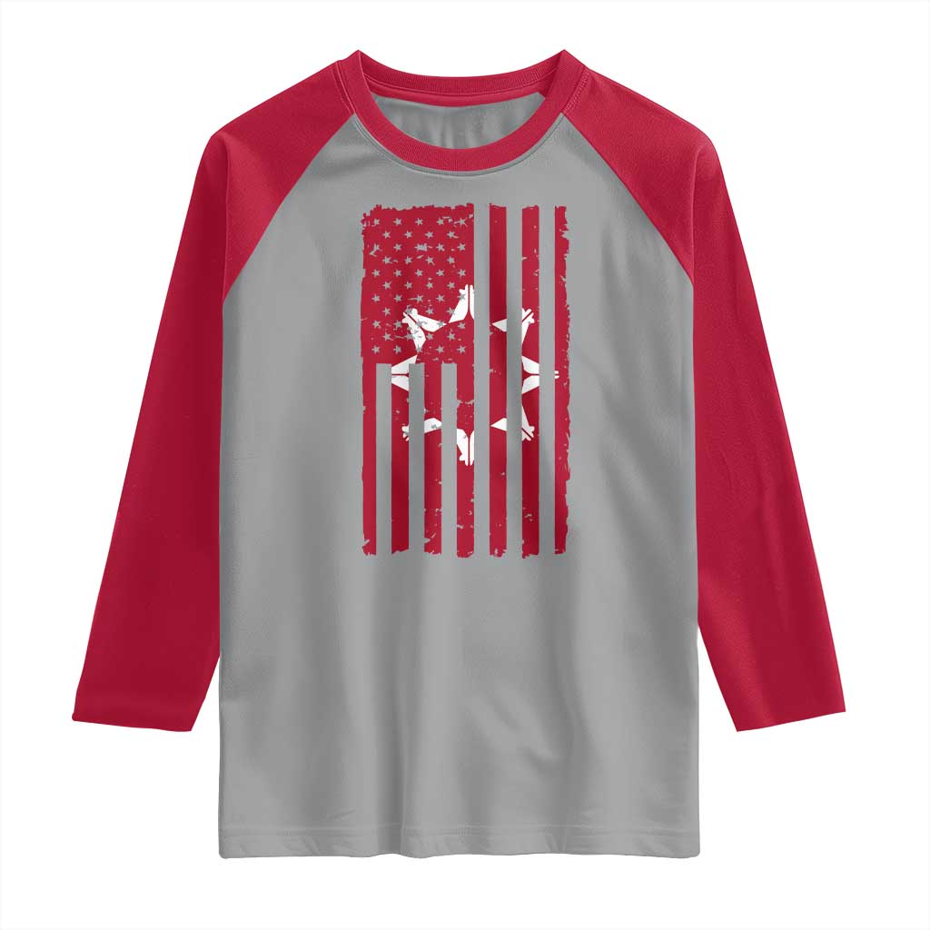 Oglala Lakota Sioux USA Flag Native American Raglan Shirt TS11 Sport Gray Red Print Your Wear