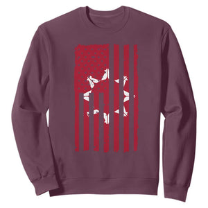 Oglala Lakota Sioux USA Flag Native American Sweatshirt TS11 Maroon Print Your Wear