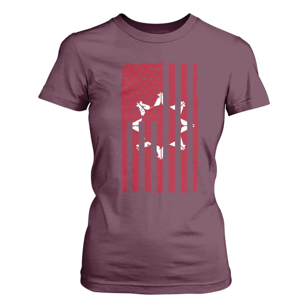 Oglala Lakota Sioux USA Flag Native American T Shirt For Women TS11 Maroon Print Your Wear
