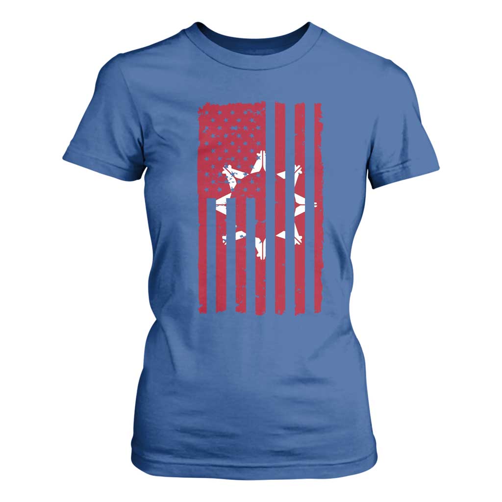 Oglala Lakota Sioux USA Flag Native American T Shirt For Women TS11 Royal Blue Print Your Wear