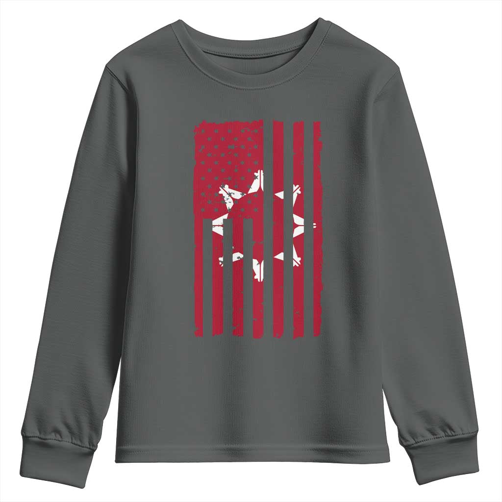Oglala Lakota Sioux USA Flag Native American Youth Sweatshirt TS11 Dark Heather Print Your Wear