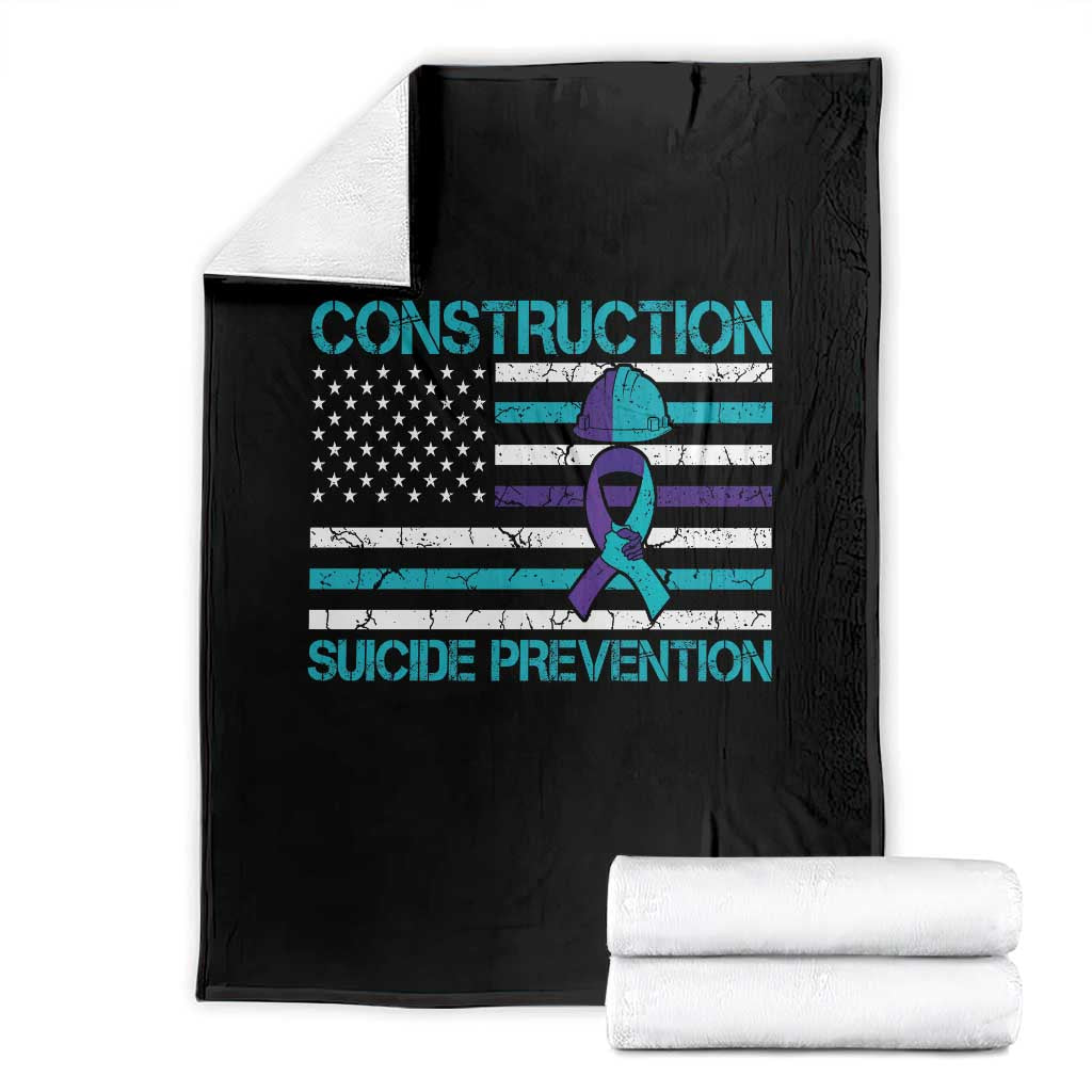 Construction Suicide Prevention Awareness Throw Blanket Mental Health American Flag TS11 Black Print Your Wear