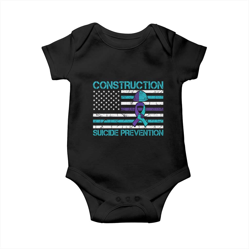 Construction Suicide Prevention Awareness Baby Onesie Mental Health American Flag TS11 Black Print Your Wear